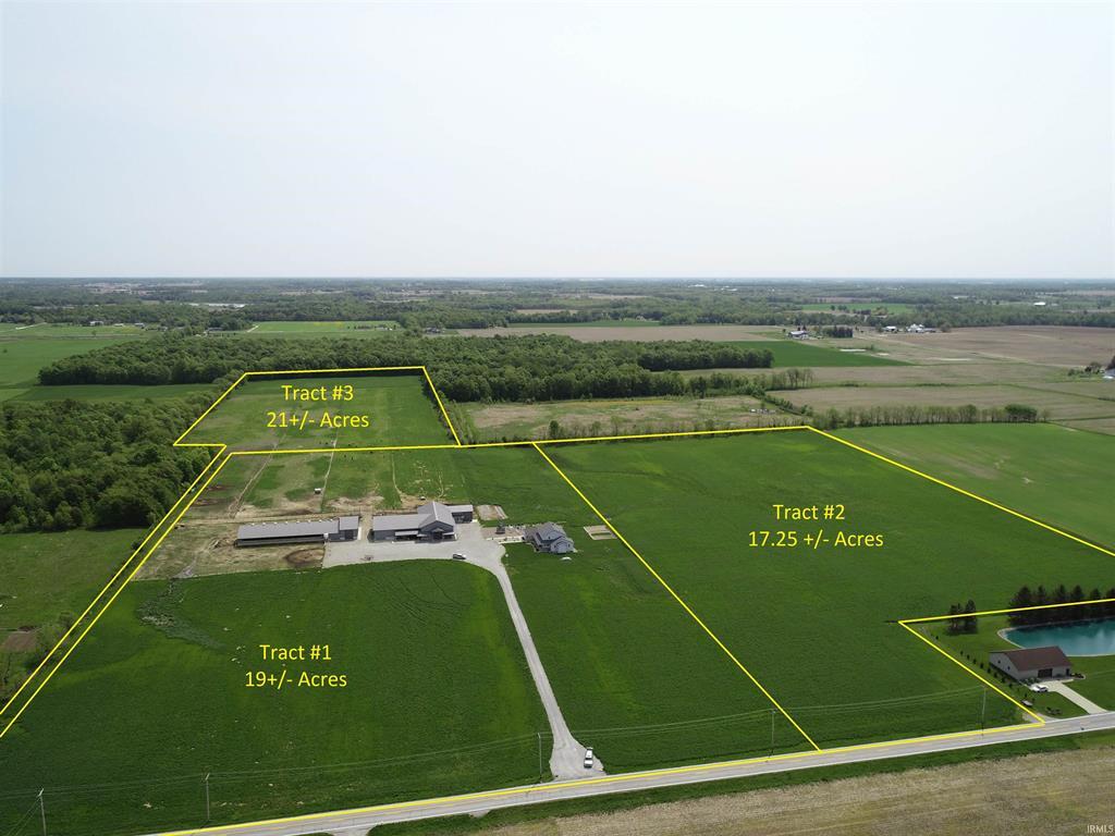 Aerial tract map for 57.22 acre Saint Joe Indiana auction