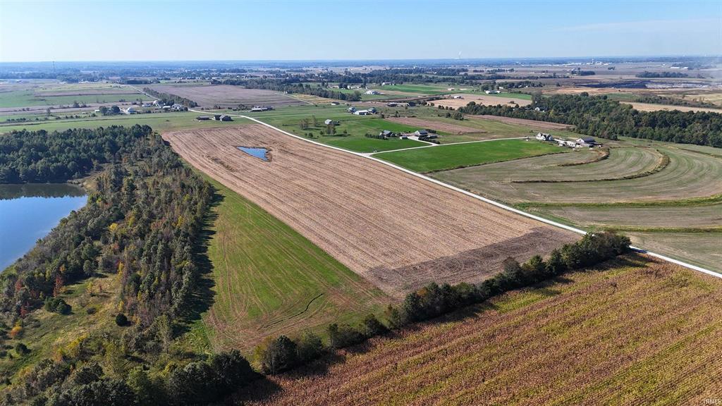 Aerial farmland and road view for Daviess County land auction