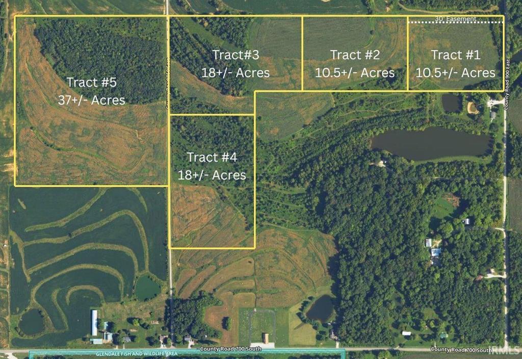 Tract map for 95.25 acres successfully auctioned in Daviess County Indiana