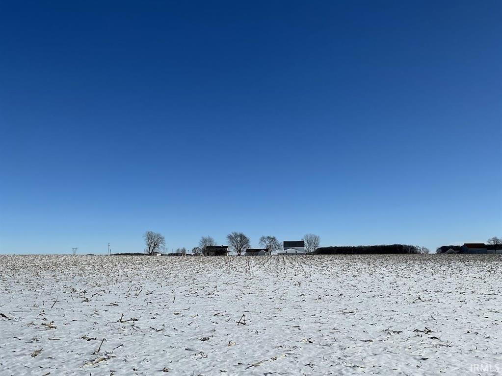 Snow-covered field view for 14.62 acres E 800 S Geneva Indiana auction