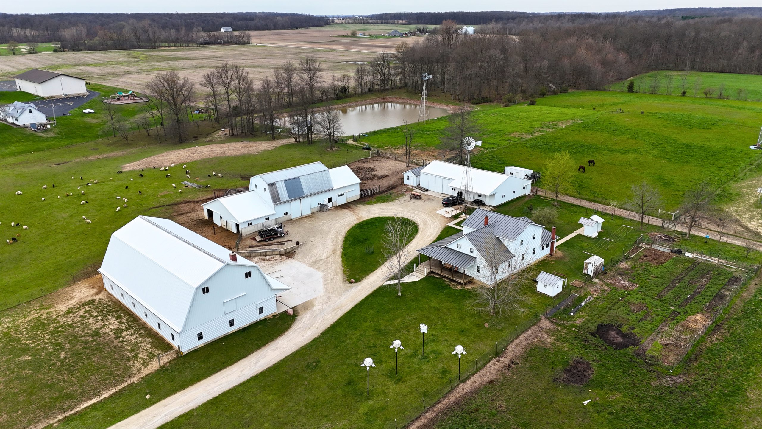 Fish farming ponds aerial view at 6336 N 375 W Bryant Indiana auction
