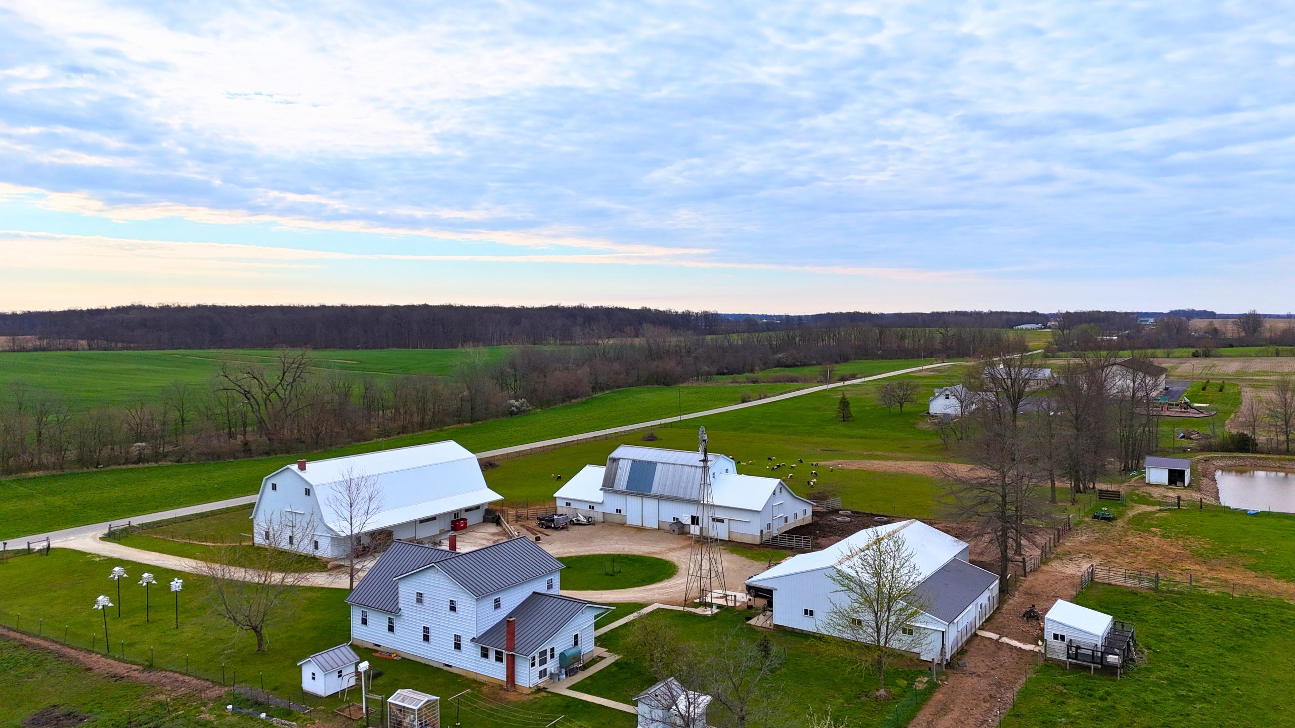 Homestead aerial view at 6336 N 375 W Bryant Indiana auction