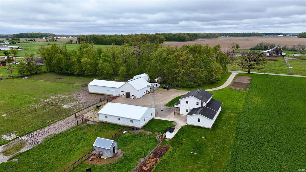 Aerial property view at 8345 S 300 E Geneva Indiana auction